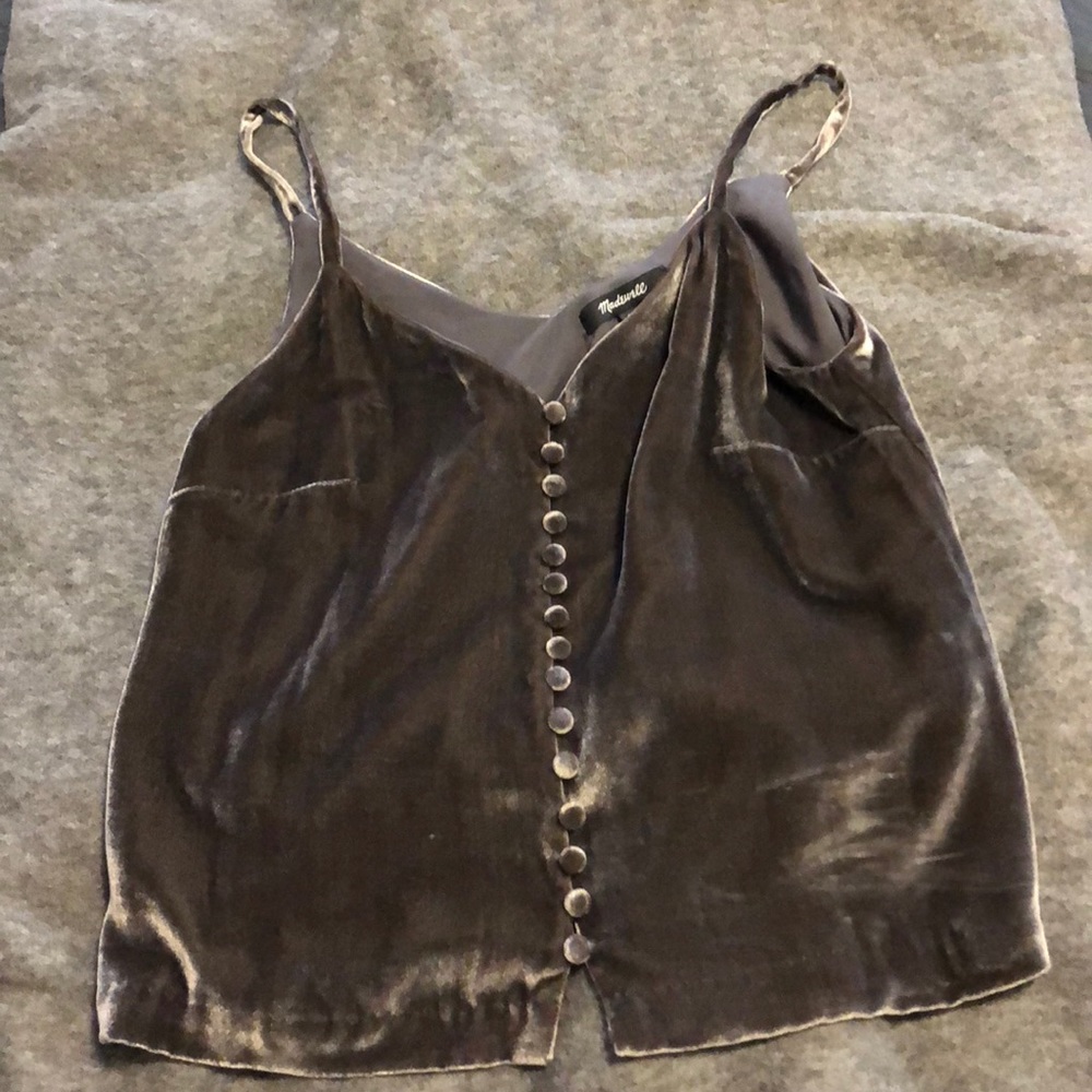 Madewell Velvet button down cami